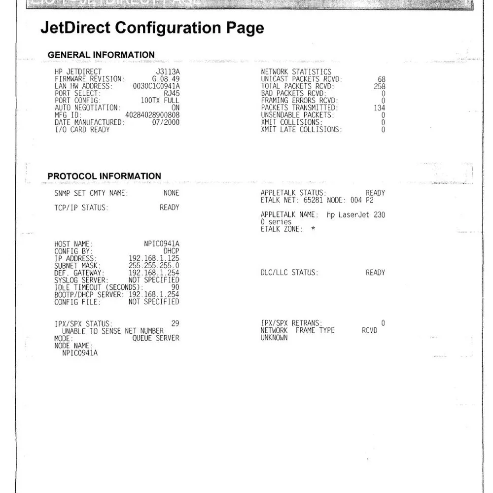 HP JetDirect 600N Print Server J3113A | J3113-60002 | DOM 07/2000 USED